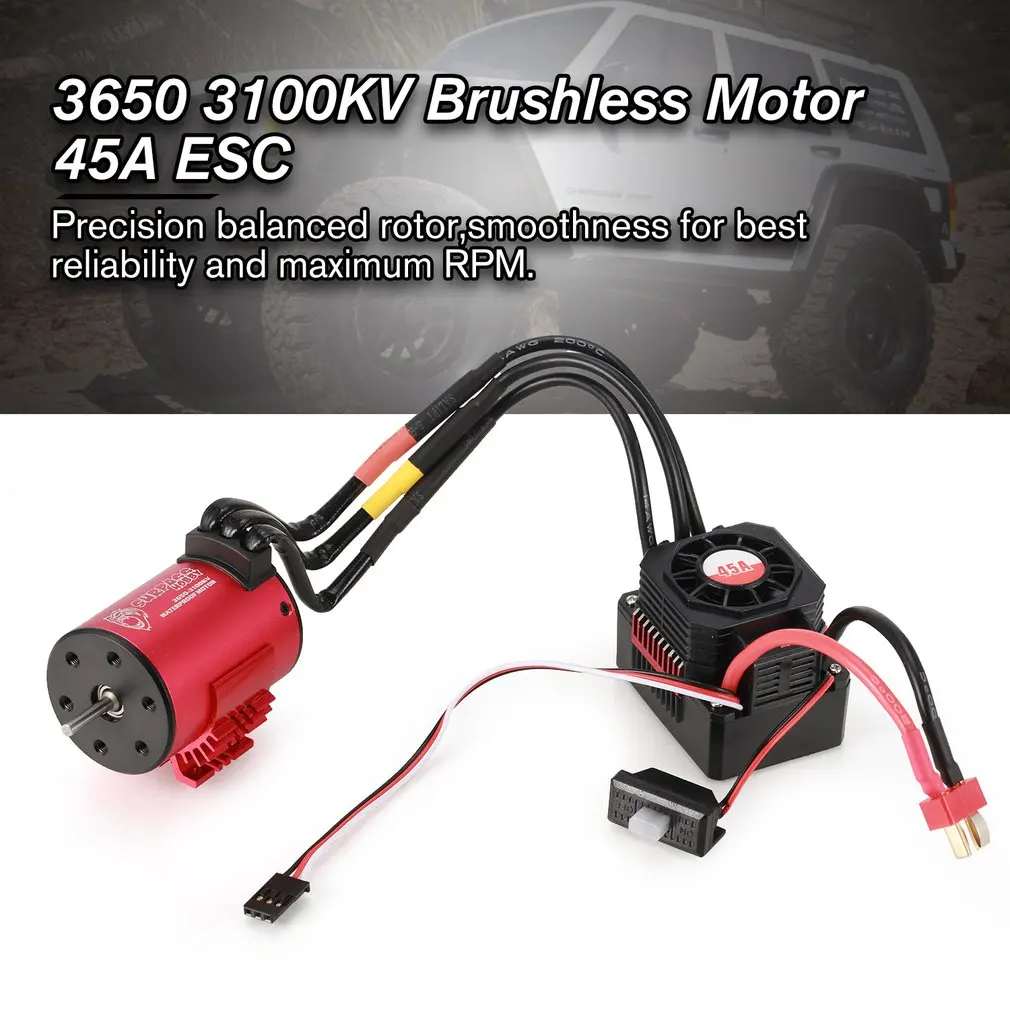 

SURPASSHOBBY KK 3650/3670 3100KV Brushless Motor with 45A Waterproof ESC for 2S 3S 1:10 Racing Drift Car Model with Heat Sink