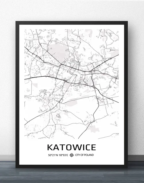 Bialystok Bydgoszcz Czestochowa Gdansk Gdynia Gliwice Katowice Kielce Krakow  Poland City Map Poster Painting NoFrame|Painting & Calligraphy| - AliExpress