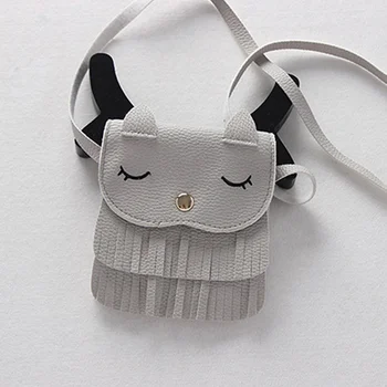

Cute Children Girls Tassel Small Cat Shoulder Messenger Bag Mini Coin Purses PU Leather Handbags Wallet PR Sale