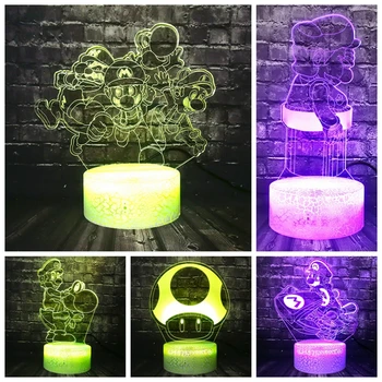 

Drop Shipping Classic Game of Super Mario Figure Luigi Dinosaur Yoshi RGB Bedside Table Mood Night Light Holiday Xmas Kids lamp