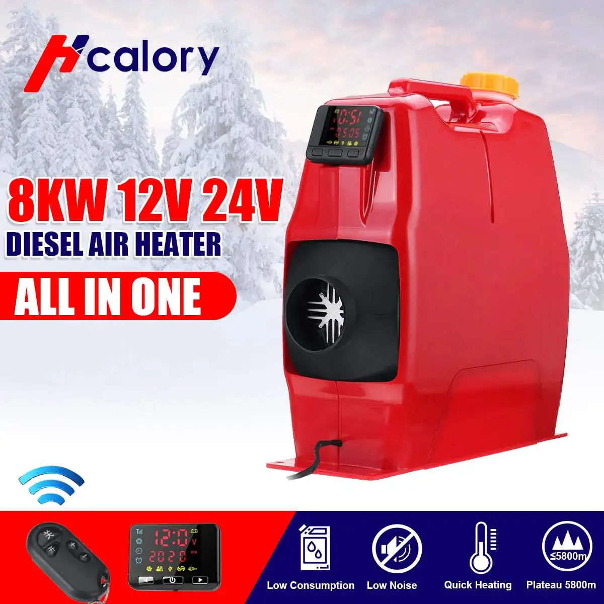 

Hcalory Car Heater Heating 12V/24V 8kW Air Diesels Heater Parking New LCD Monitor Remote Control for webasto Car Boat RV