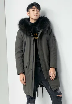 

Real Coat Natural Mink Liner Warm Parka Men's Winter Jacket Raccoon Fur Collar Long Coats Plus Size Z1818800 MY1832