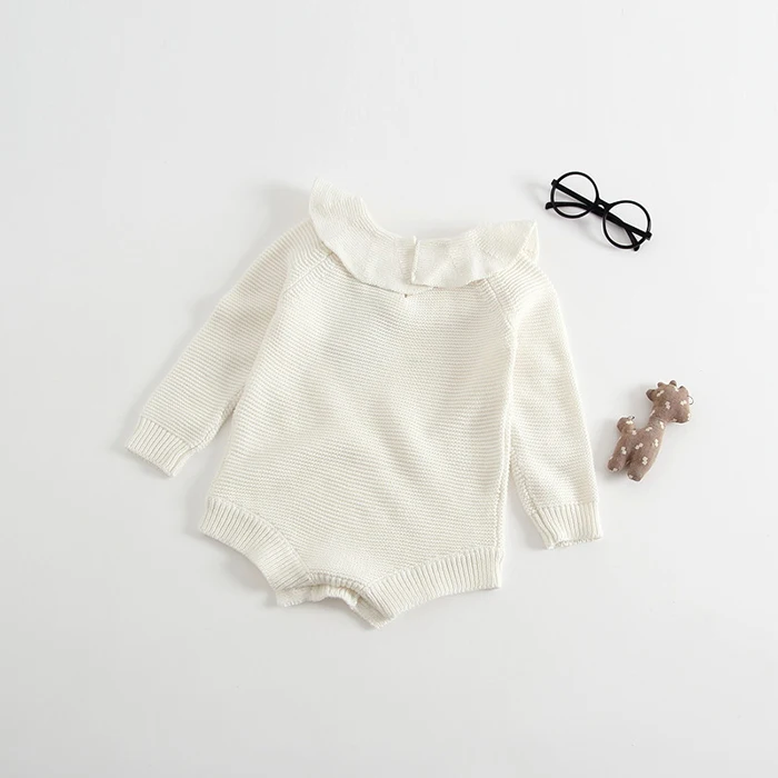 Осенне-зимняя детская одежда Вязаный комбинезон с длинными рукавами для новорожденных девочек, лоскутный комбинезон, одежда
