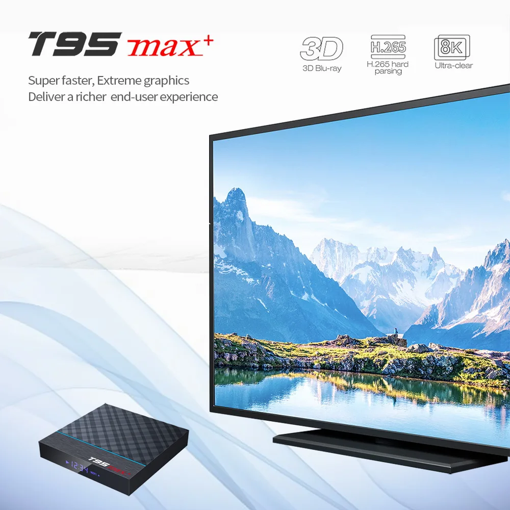 ТВ-приставка T95 MAX Plus Amlogic S905X3 Android 9,0 ram 4 Гб rom 64 Гб 8K 2,4G 5G Wifi HDR Bluetooth Youtube Netfilx телеприставка