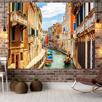 

Jayi Italian Style Building Landscape Scenery Art Natural Views Room Wall Hanging Fashion Tapestry Living Room Home Decor 99GT