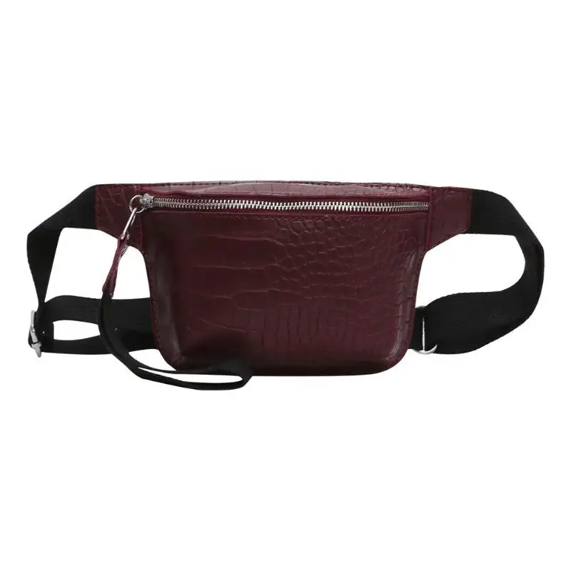 Wine Red Аллигатор шаблон плеча женщины талии Фанни ремень сумки кожаные нагрудные сумки - Цвет: Wine Red