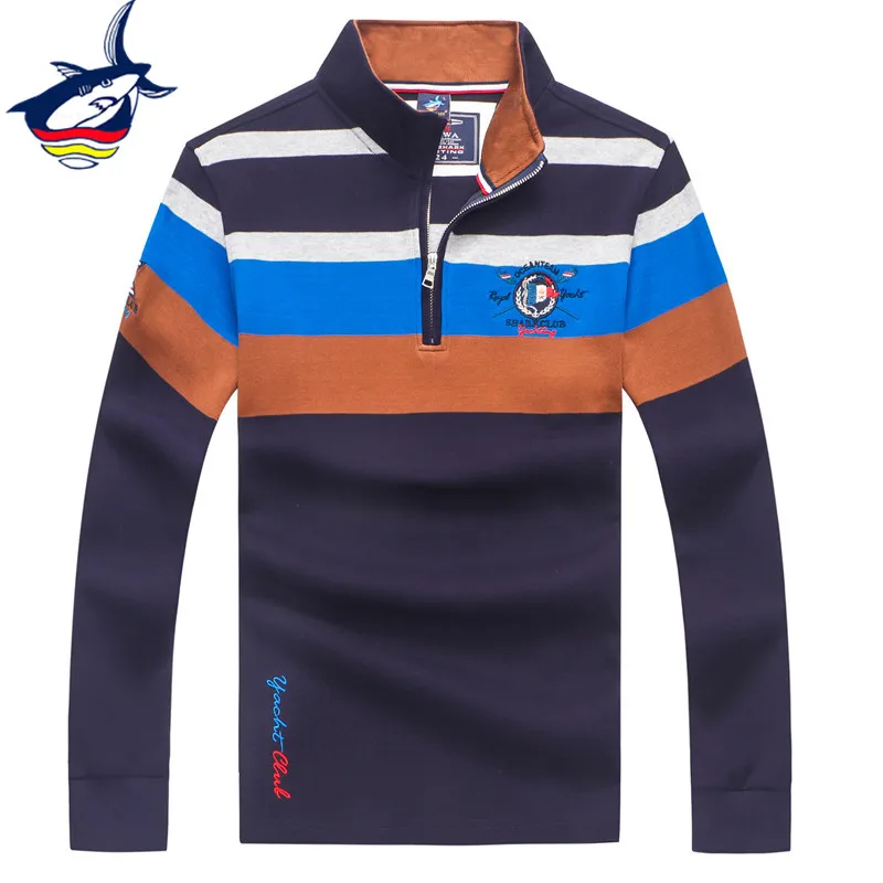 

New Tace & Shark Men's Sweater Spring/Autumn/Winter Striped Pullover Men high quality stand collar pull homme 2019 Sweater Men
