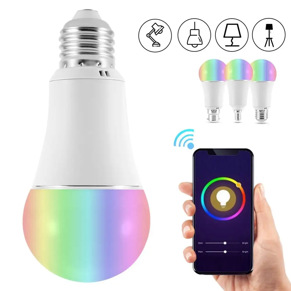 Wi-Fi лампы E27 E14 B22 AC100-264V смарт-лампы 9W RGB W управление с помощью смартфона светодиодный Wi-Fi светодиодный