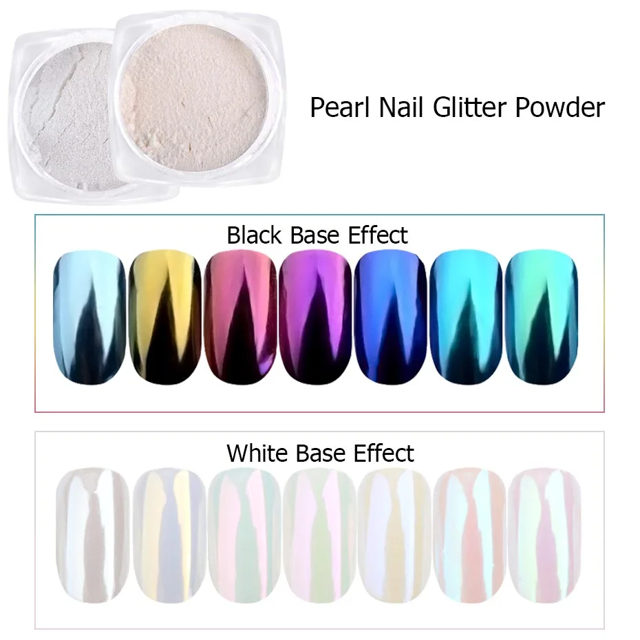 1Box Holo Pearl Shell Powder Nail Glitter Pigment Glimmer Chrome Dip Dust Mermaid Aurora Mirror Effect Manicure Decor CHB01-07-1