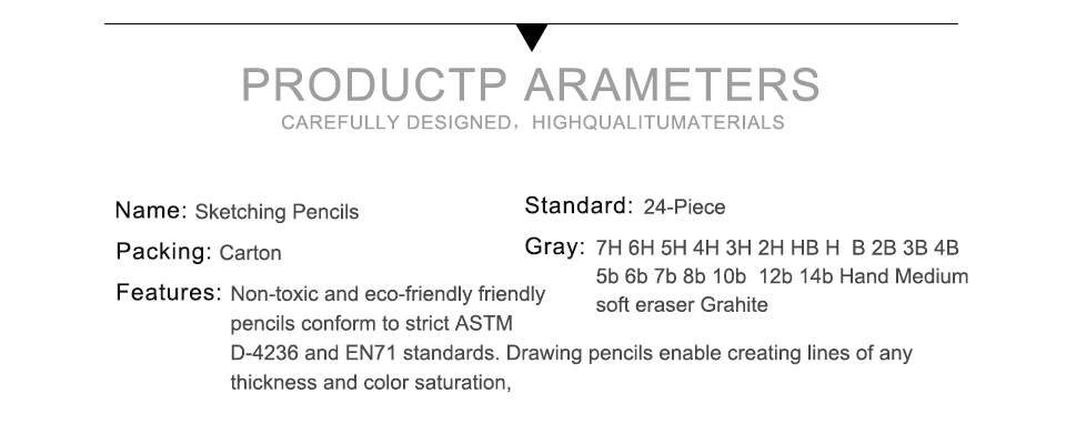 24 шт. набросок рисунок карандаши безопасные нетоксичные профессиональные Рисованные деревянные карандаши набор для рисования канцелярские принадлежности