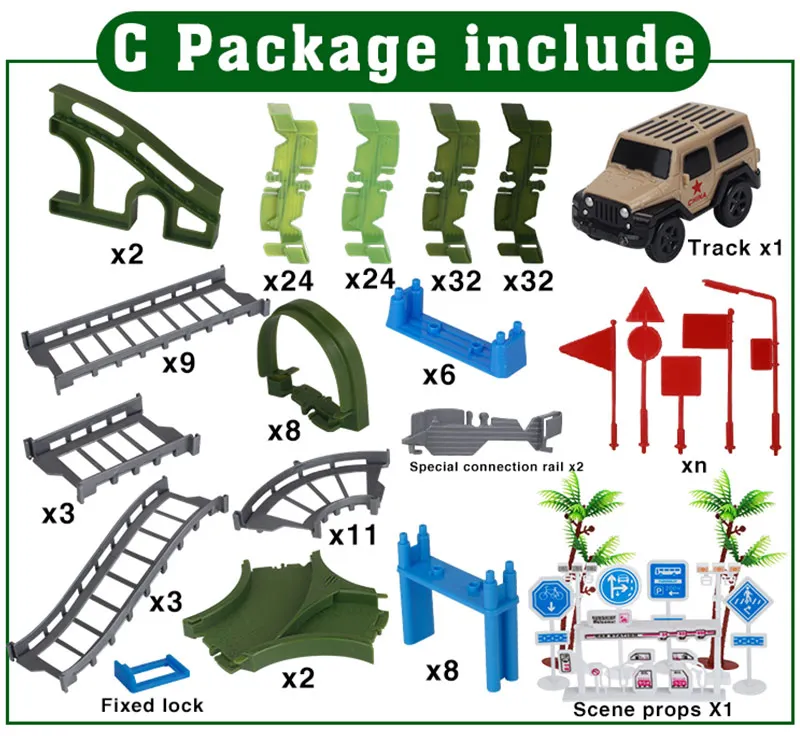 Военная игра набор железная дорога магический гоночный трек изгиб гибкий светящийся гоночный армейский флэш-трек автомобиль DIY Развивающие игрушки для детей