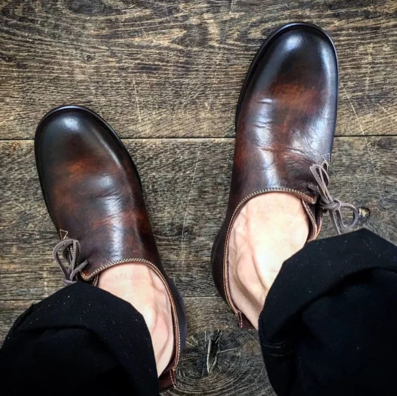 Handmade Men Vintage Casual Lace-up Slip-on Shoes  Brogue Shoes Spring Ankle Boots Vintage Classic Male Casual   F230