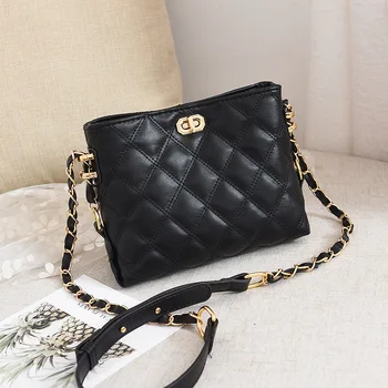 

2020 New Style Women's Straddle Bag Retro Shoulder Bag Fashion Horizontal Bag Women's Luxury Handbag Black Chain Small Square Ba