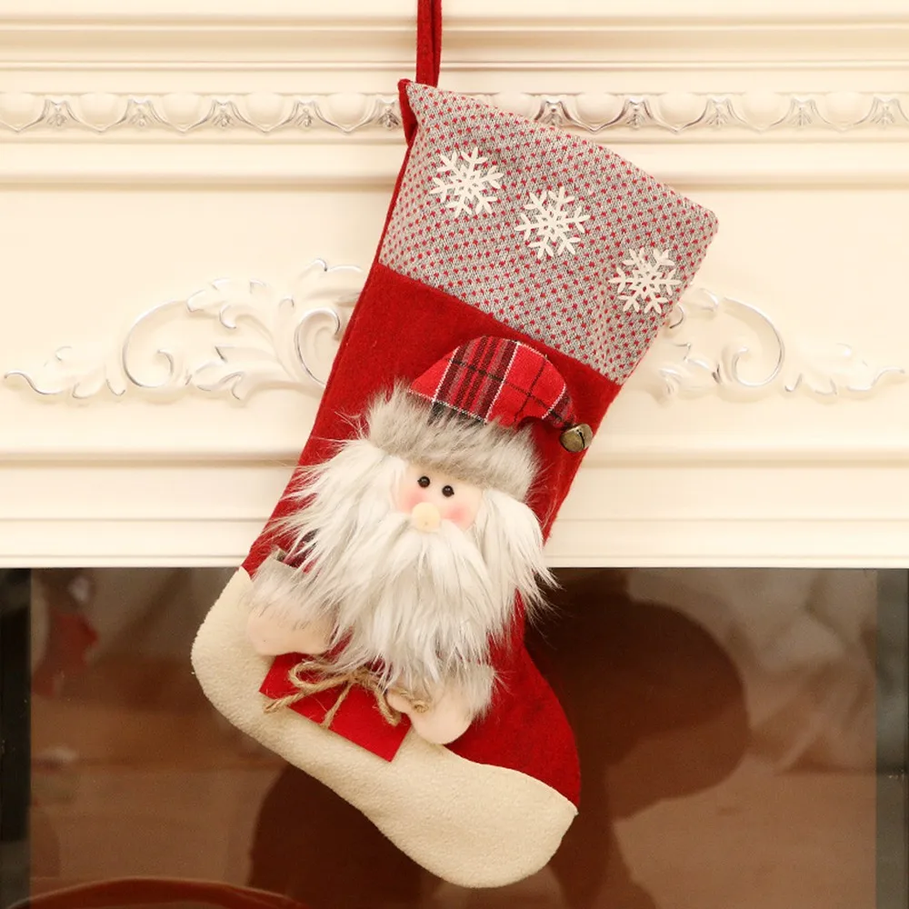 Santa Claus Подарочный Рождественский чулок сумка Санта Клаус носки Рождественская игрушка орнамент Новогодние украшения подарок конфеты сумки - Цвет: Santa Claus