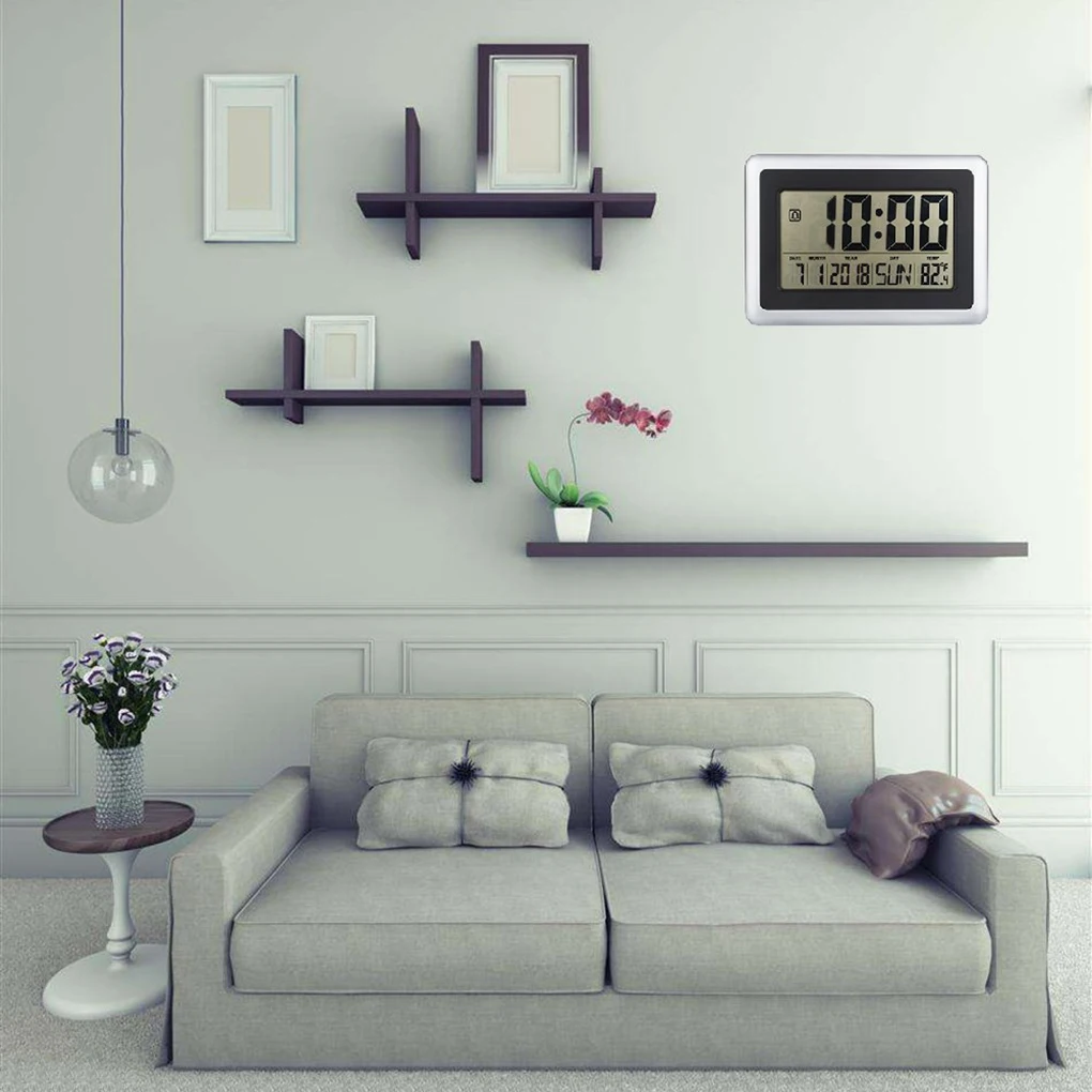  New LCD Digital Large Wall Clock Thermometer Desk Calendar Time Alarm Electronic Indoor Home Temper
