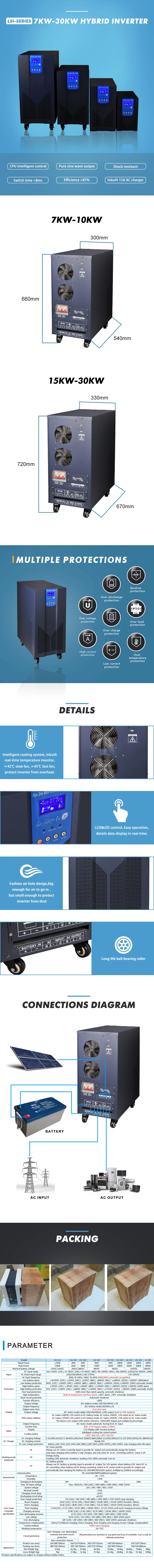 7kw 8kw 10kw 12kw 20kw off-Grid Single Phase Solar inverter Hybrid Power Inverter with solar charge controller