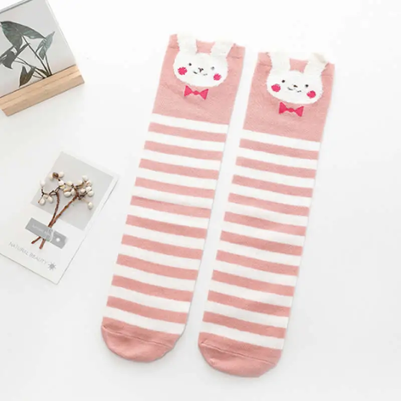 Strip rabbit pink Новинка года; сезон; Детские гетры для мальчиков и девочек; хлопковые дышащие гетры выше колена - Цвет: Strip rabbit pink