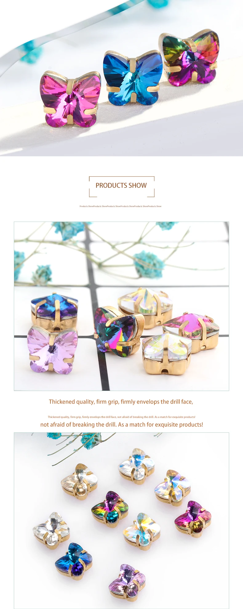 Astrobox Butterfly With Claw Rhinestone Crystal stones DIY Jewelry Making Loose Beads DIY Clothing & Accessories Clothing Shoes