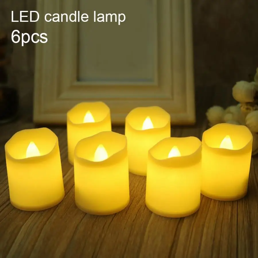 

6Pcs Portable Flameless LED Candle Simulation Electronic Tea Wax for Wedding Family Christmas Decoration