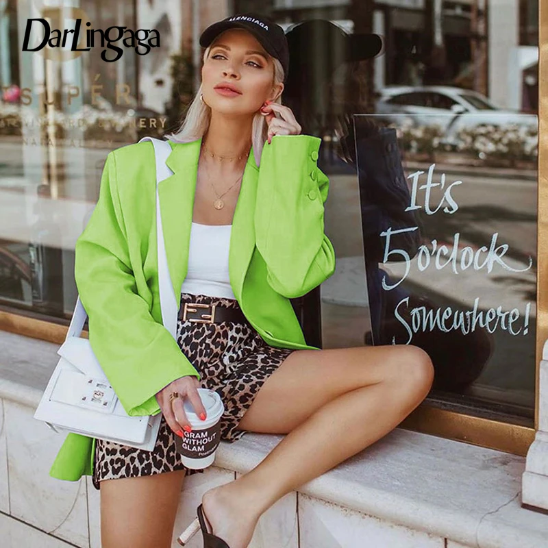 Darlingaga Модный осенне-зимний Длинный блейзер, Женская куртка на пуговицах, Женское пальто, кардиган, сплошная шикарная верхняя одежда, Новинка