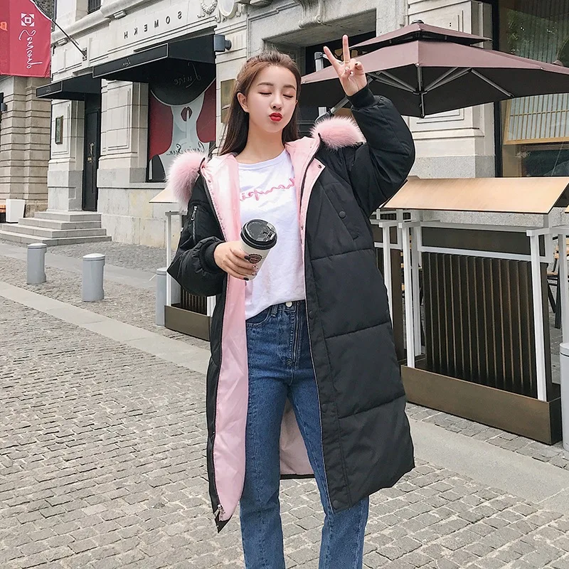 

Mid-length Cotton-padded Clothes Cotton Coat Student Autumn And Winter 2019 New Style Korean-style Loose-Fit Fur Collar Cotton-p