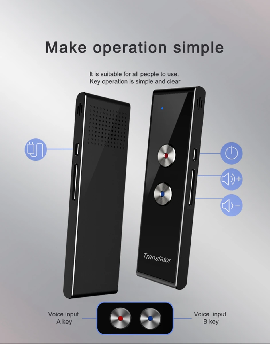Умный Bluetooth портативный переводчик языка в режиме реального времени двухсторонний говорящий голосовой переводчик поддержка 40 языков