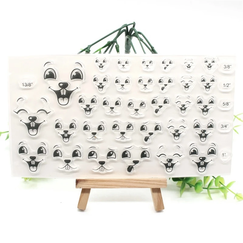 

KSCRAFT Rabbit Face Transparent Clear Silicone Stamps for DIY Scrapbooking/Card Making/Kids Crafts Fun Decoration Supplies