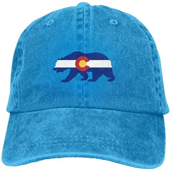 

YELOFISH Adult Colorado Flag Bear Cotton Denim Baseball Cap Adjustable Hat