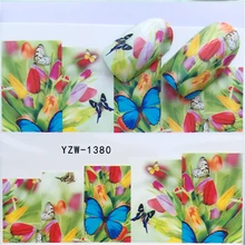 LCJ 1 лист Бабочка/перо/цветок водная наклейка для ногтей переводная наклейка для DIY маникюрные украшения