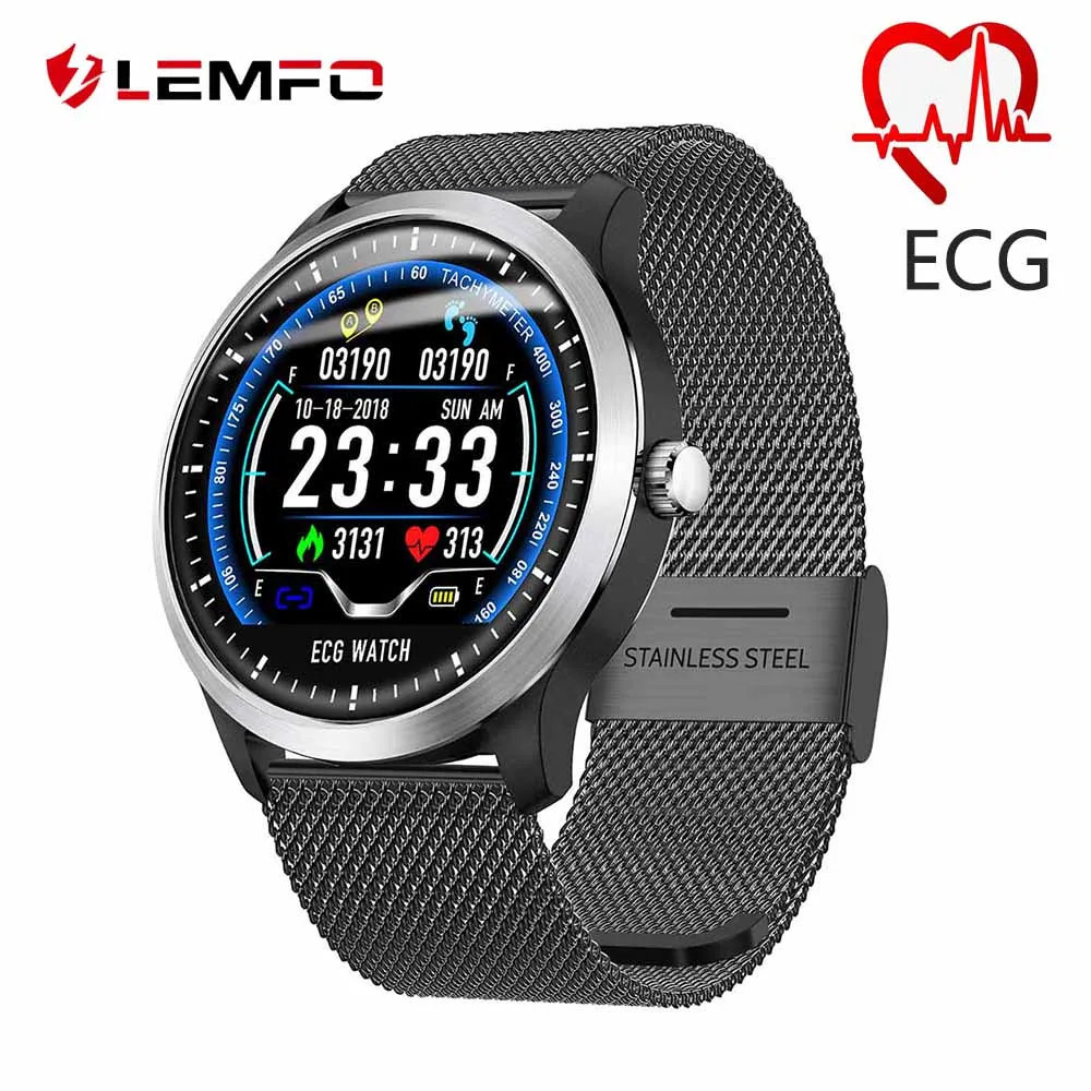 Мужские Смарт часы LEMFO N58 PPG + ECG IP67 водонепроницаемые наручные с пульсометром