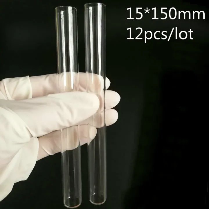 12 шт/лот 15X150 мм прозрачные стеклянные плоские нижние пробирки для