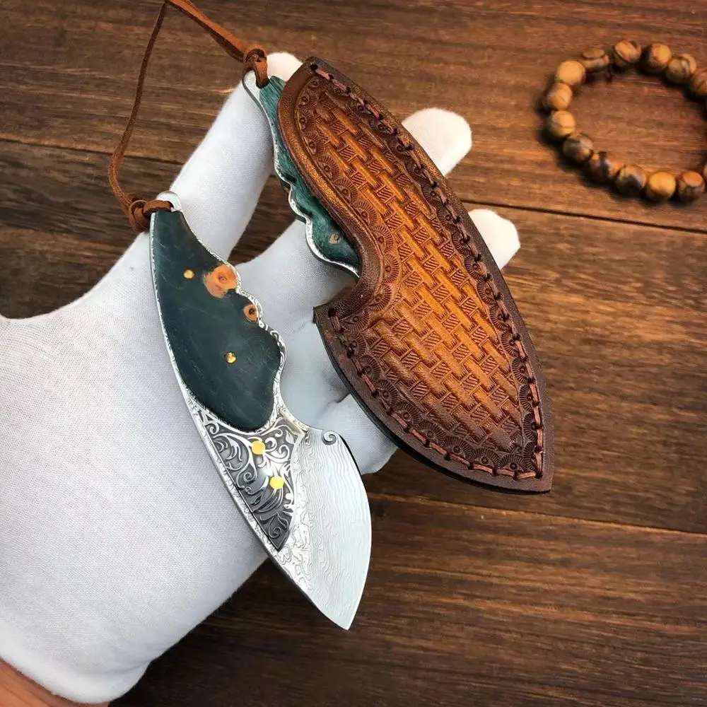 

Original Design Damascus 60HRC Blade Steel Resin Handle Flipper Folding Knife Outdoor Camping Hunting Pocket Fruit Knives