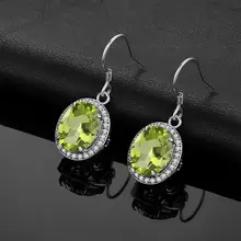 

Drop Earring For Women Small Lovely Silver Earring Green Peridot Gemstone Inlaid Zircon Romantic Birthday Gift Girl Fine Jewelry