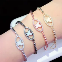10pcs/lot Wholesale Brass Bracelet Pave CZ Drop Oil Small Butterfly Adjustable Bracelet Fashion Jewelry