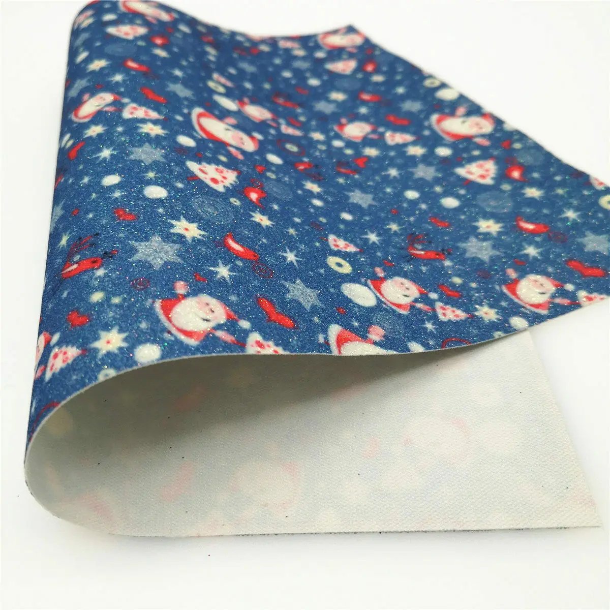 Shiny Fine Glitter Christmas Faux Leather Sewing Fabric Xmas Festival Gift Wrap Decor DIY For Bows Earring Making