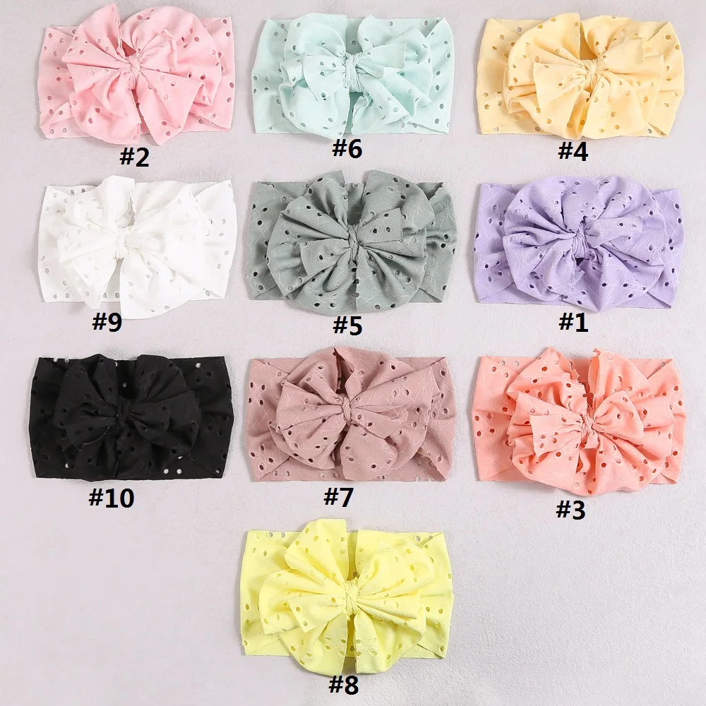 1Pcs Hollow Elastic Bow Headband for Baby Girl Wide Bowknot Baby Headbands for Newborn Headwear Soft Nylon Baby Hair Accessories baby stroller mosquito net