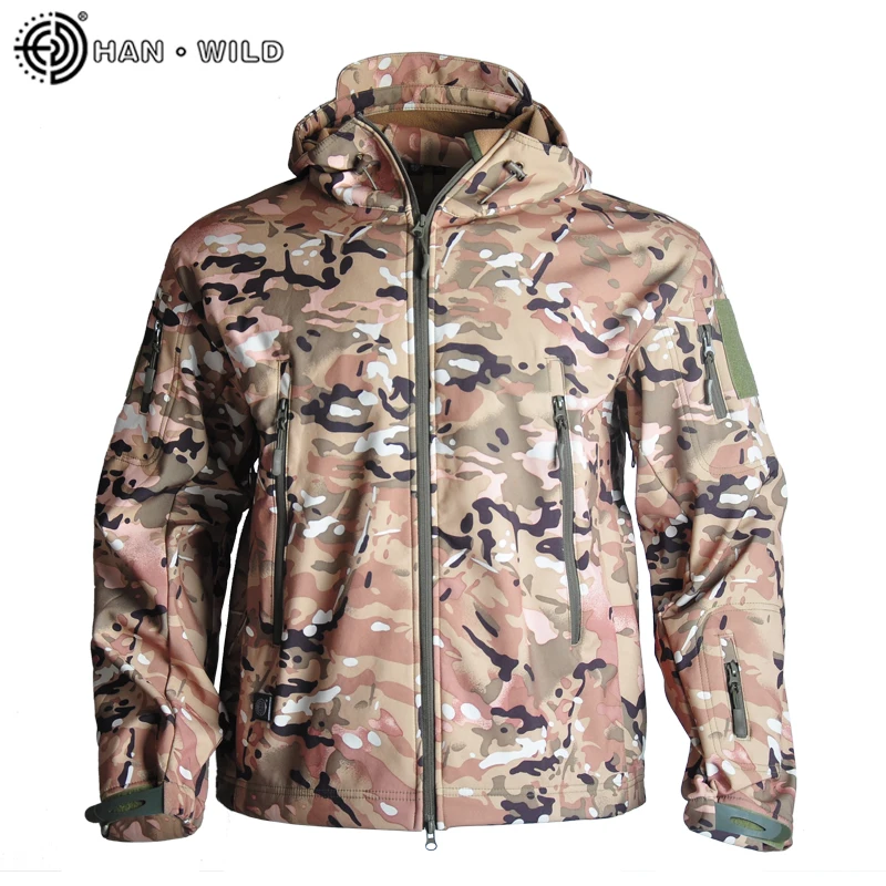 

HAN WILD Shark Skin Hunting Jackets Military Tactical Jacket Shell Men Windbreakers Waterproof Fleece Clothing Multicam Coat