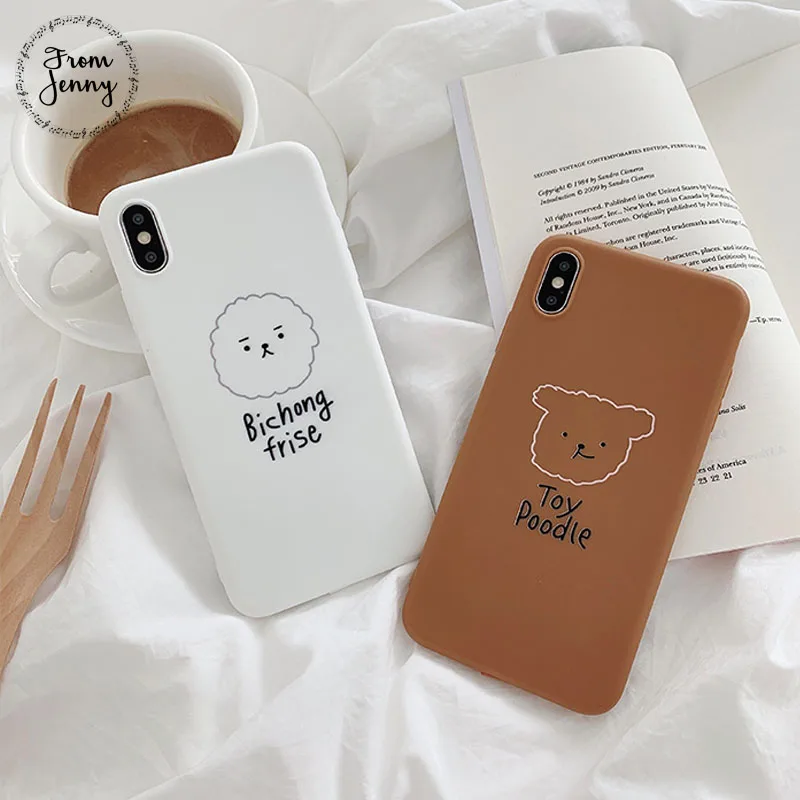 From Jenny мультфильм для iPhone x xr xs max 6 6s 7 8 плюс однотонные, с принтом в виде букв для телефона TPU Мягкий защитный чехол