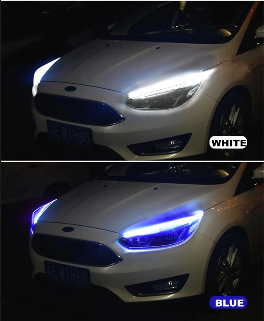 60 см RGB последовательная Светодиодная лента drl Дневной ходовой светильник с приложением Bluetooth пульт дистанционного управления для головной светильник в сборе для стайлинга автомобилей