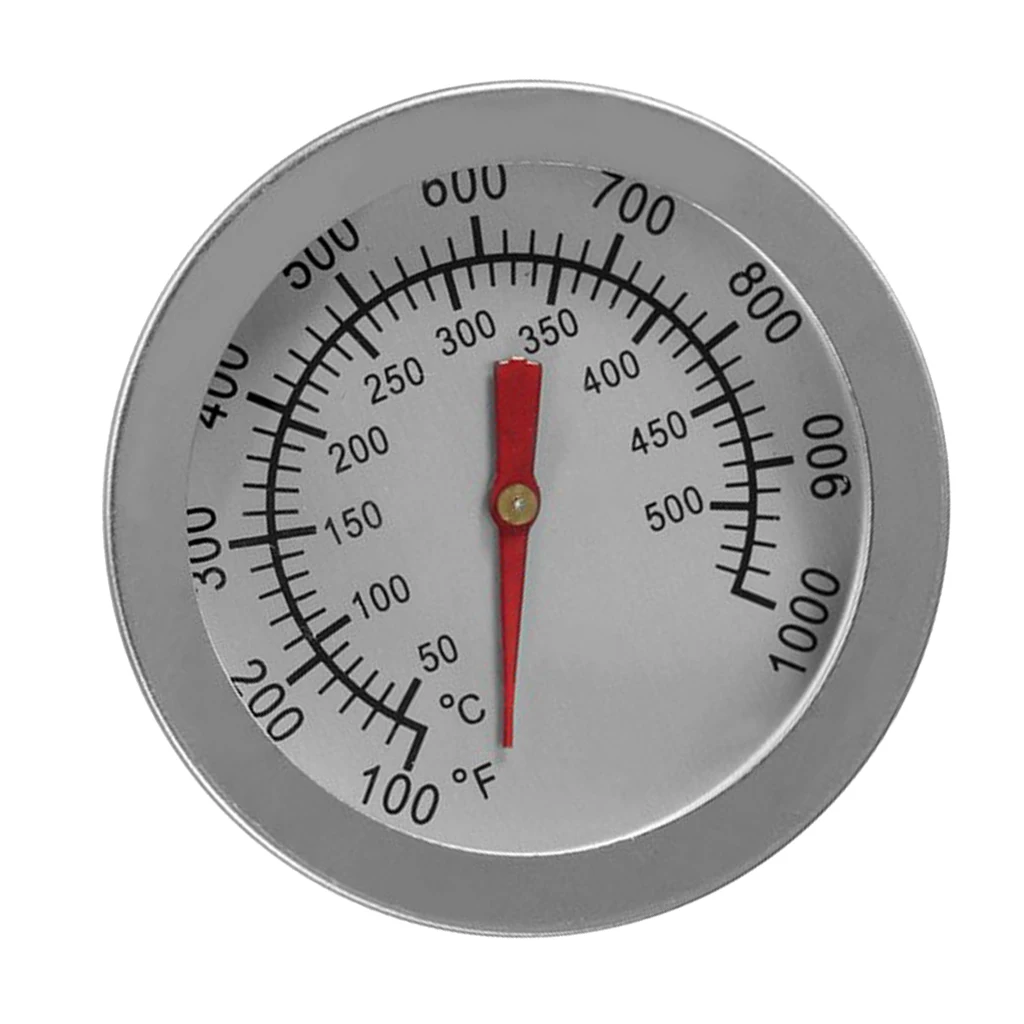 Stainless Steel BBQ Barbecue Smoker Grill Thermometer Temperature Gauge (100 to 1000 degrees Fahrenheit) BBQ Accessories