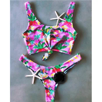 

Bathing Suit Swimwear Bikini Set Floral Bra Swimsuit Sexy Women Triangle Tankini