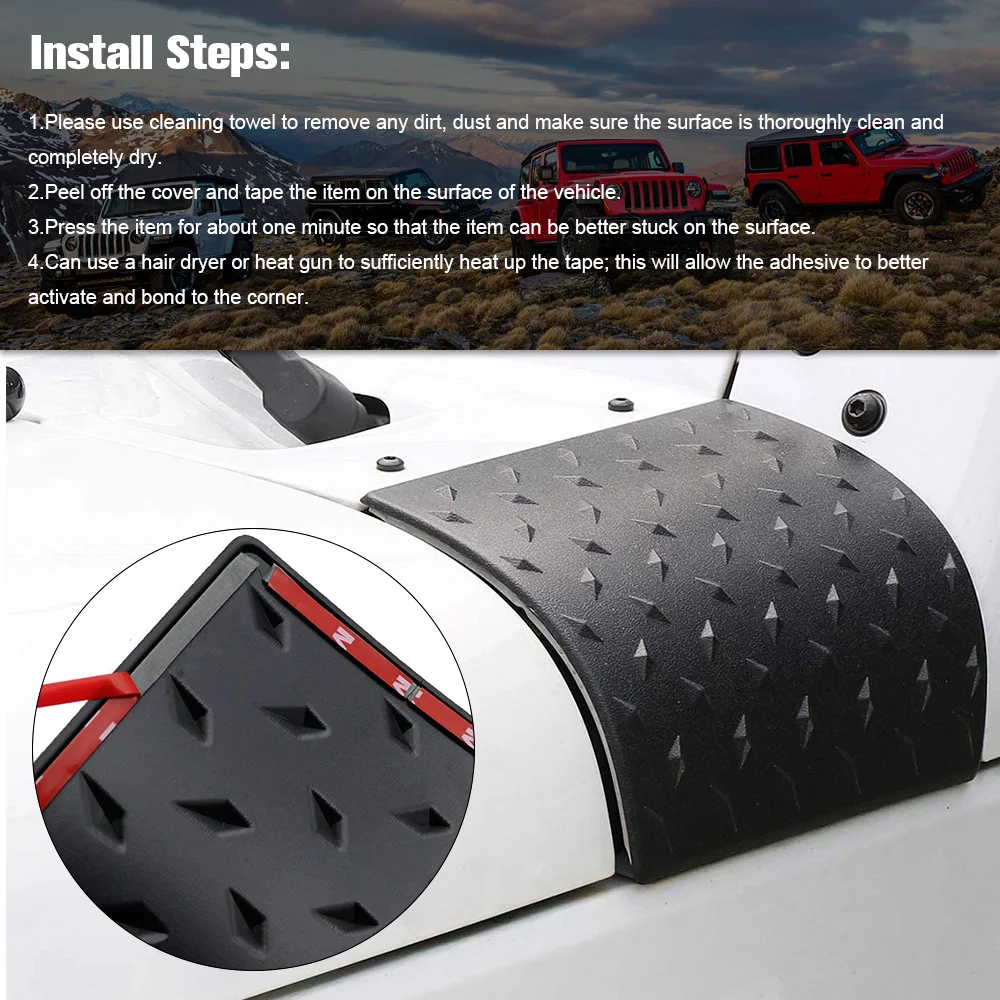1Pair ABS Car Cowl Body Armor Outer Engine Hood Cowling Cover for Jeep Wrangler JK Rubicon Sahara Auto Styling Accessories car engine hood cover