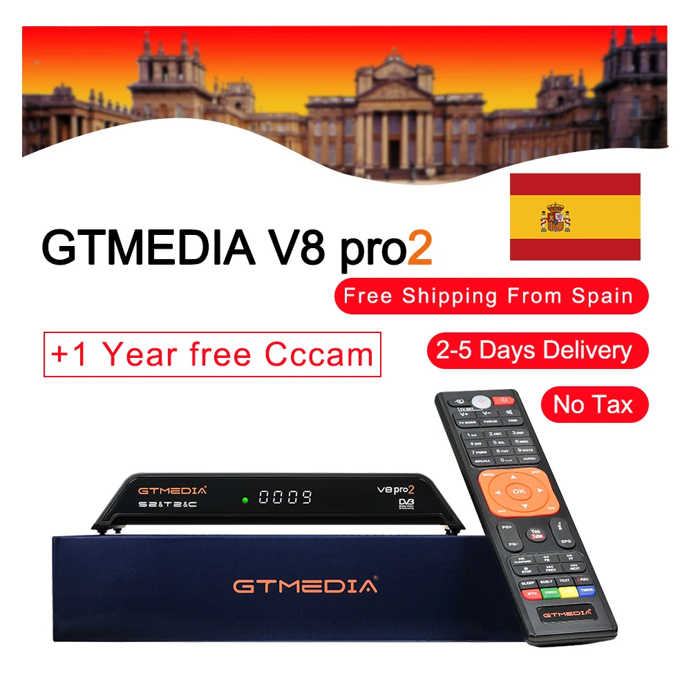 

Gtmedia V8 Pro2 DVB-T2/S2/Cable satellite receiver H.265 built in WIFI with 1year Stable Europe Cline CCcam support IPTV TV BOX