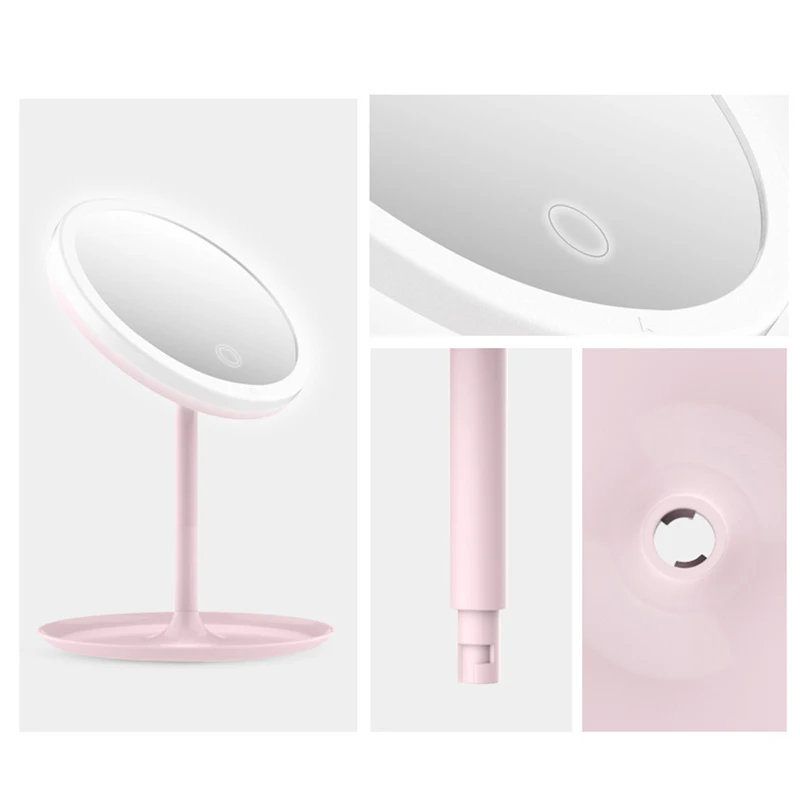 Led Light Makeup Mirror Desktop Rechargeable Vanity Mirror Desktop Folding Professional Beauty Portable Mirror With LED Light