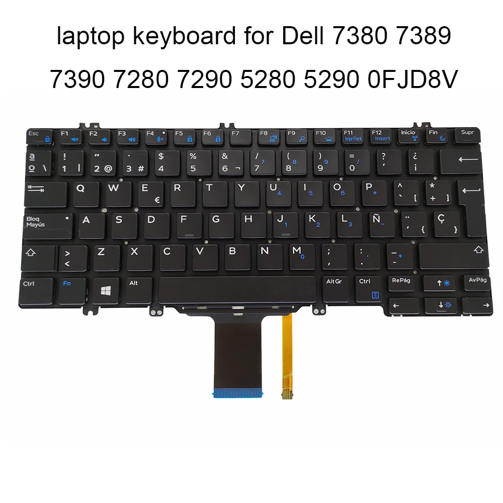 Teclado Retroiluminado Latino Dell Latitude 7380 7389 7390 7280 7290 5280 5290 Cn0fjd8v 030fvp 0f0dfg Novo Fjd8v-spanish