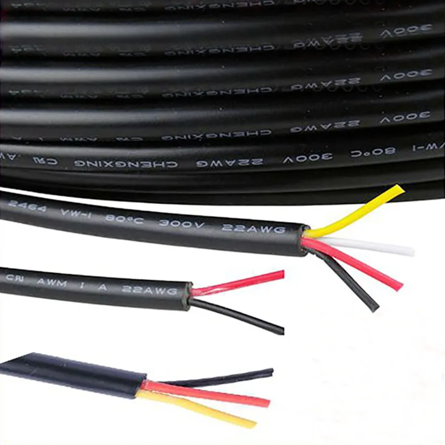 1 metro ul2464 2 /3 /4 núcleo 4 núcleo 18/20/22/24/26/28awg macio multi-núcleo revestido cabo de alimentação conector eletrônico para diy cabo usb