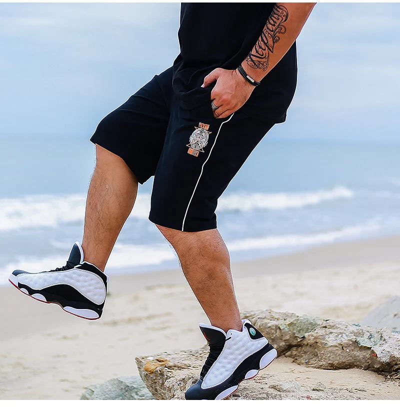 Great Value high quality fitness gym shorts men cotton football striped sport bike bodybuilding jogger shorts mens beachwear pants summer