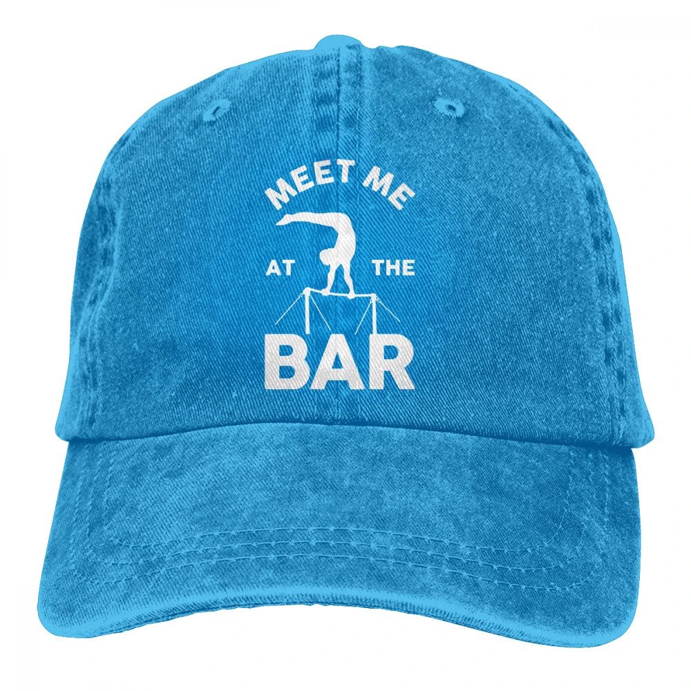 Meet Me At The Bar Casquette Black Unisex Mens Womens Denim Strapback Baseball Cap Adjustable Golf Dad hat