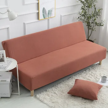 

Corn Fleece Sofa Bed Cover Solid Color Series Sliopcover For Simple Folding Without Armrest All-inclusive Elastic Sofa Cover