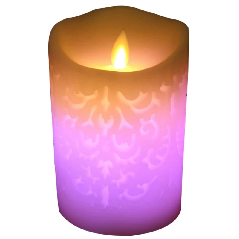 

ABUI-1Pcs Color Change Gradient Led Candles Remote Control Electronic Flameless Breathing Candle Night Lights Wedding Party Deco